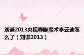 刘谦2013央视春晚魔术李云迪怎么了（刘谦2013）