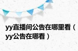 yy直播间公告在哪里看（yy公告在哪看）