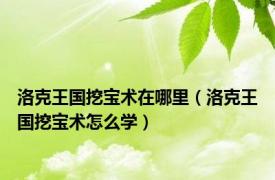 洛克王国挖宝术在哪里（洛克王国挖宝术怎么学）