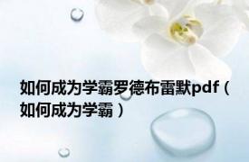 如何成为学霸罗德布雷默pdf（如何成为学霸）