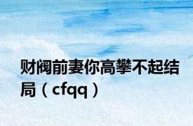 财阀前妻你高攀不起结局（cfqq）