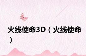 火线使命3D（火线使命）