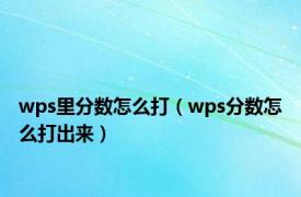 wps里分数怎么打（wps分数怎么打出来）