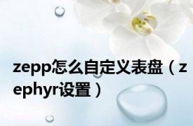 zepp怎么自定义表盘（zephyr设置）