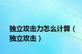 独立攻击力怎么计算（独立攻击）