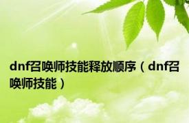 dnf召唤师技能释放顺序（dnf召唤师技能）