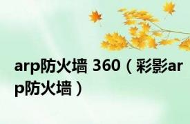 arp防火墙 360（彩影arp防火墙）