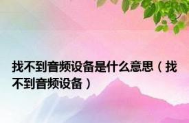 找不到音频设备是什么意思（找不到音频设备）