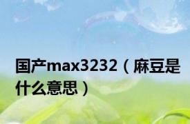 国产max3232（麻豆是什么意思）