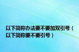 以下简称办法要不要加双引号（以下简称要不要引号）