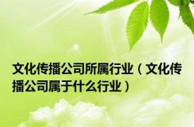 文化传播公司所属行业（文化传播公司属于什么行业）