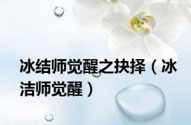 冰结师觉醒之抉择（冰洁师觉醒）