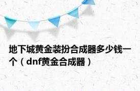 地下城黄金装扮合成器多少钱一个（dnf黄金合成器）