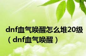 dnf血气唤醒怎么堆20级（dnf血气唤醒）