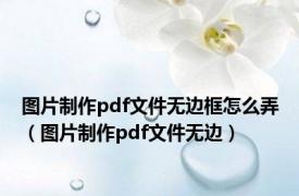 图片制作pdf文件无边框怎么弄（图片制作pdf文件无边）