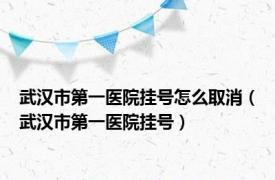 武汉市第一医院挂号怎么取消（武汉市第一医院挂号）