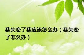 我失恋了我应该怎么办（我失恋了怎么办）