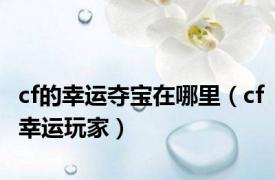 cf的幸运夺宝在哪里（cf幸运玩家）