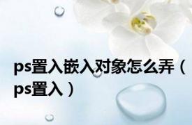 ps置入嵌入对象怎么弄（ps置入）