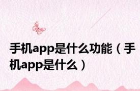 手机app是什么功能（手机app是什么）