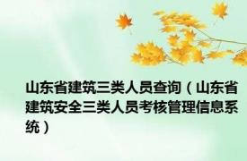 山东省建筑三类人员查询（山东省建筑安全三类人员考核管理信息系统）