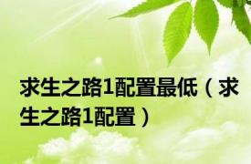 求生之路1配置最低（求生之路1配置）