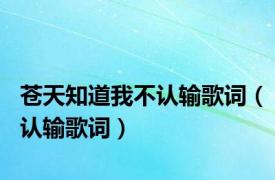 苍天知道我不认输歌词（认输歌词）