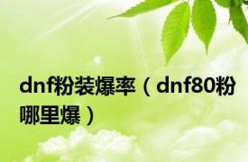 dnf粉装爆率（dnf80粉哪里爆）