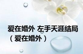 爱在婚外 左手天涯结局（爱在婚外）