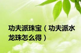 功夫派珠宝（功夫派水龙珠怎么得）