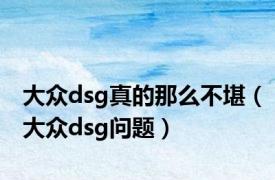 大众dsg真的那么不堪（大众dsg问题）