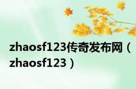 zhaosf123传奇发布网（zhaosf123）