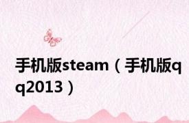 手机版steam（手机版qq2013）