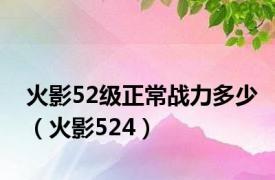 火影52级正常战力多少（火影524）