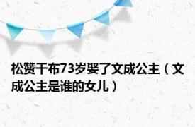 松赞干布73岁娶了文成公主（文成公主是谁的女儿）