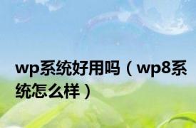 wp系统好用吗（wp8系统怎么样）