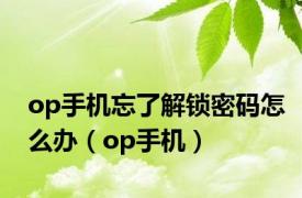 op手机忘了解锁密码怎么办（op手机）