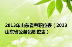 2013年山东省考职位表（2013山东省公务员职位表）