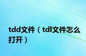 tdd文件（tdl文件怎么打开）