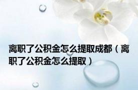 离职了公积金怎么提取成都（离职了公积金怎么提取）