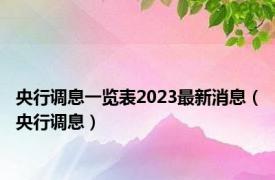 央行调息一览表2023最新消息（央行调息）