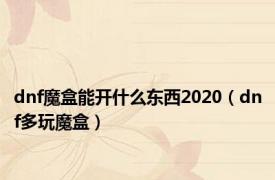 dnf魔盒能开什么东西2020（dnf多玩魔盒）