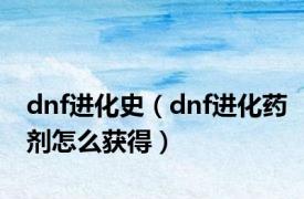 dnf进化史（dnf进化药剂怎么获得）