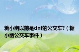 糖小幽以前是dnf的公交车?（糖小幽公交车事件）