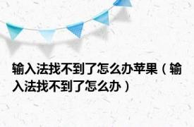 输入法找不到了怎么办苹果（输入法找不到了怎么办）