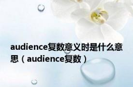 audience复数意义时是什么意思（audience复数）