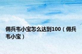 佣兵韦小宝怎么达到100（佣兵韦小宝）