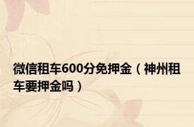 微信租车600分免押金（神州租车要押金吗）