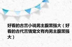 好看的古言小说男主腹黑强大（好看的古代言情宠文有肉男主腹黑强大）