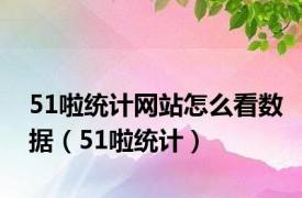 51啦统计网站怎么看数据（51啦统计）